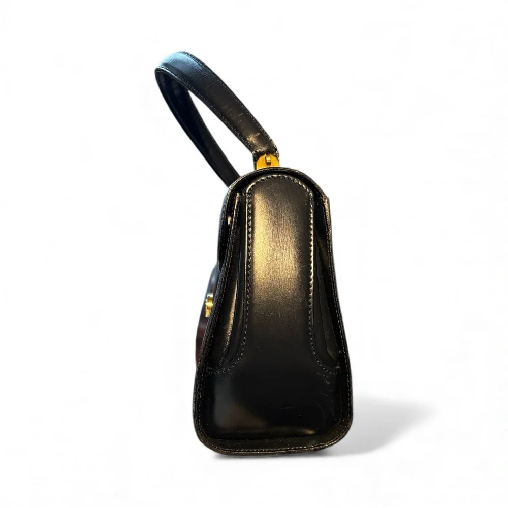 Vintage Bally Black Leather Top Handle Bag - Picture 4 of 12